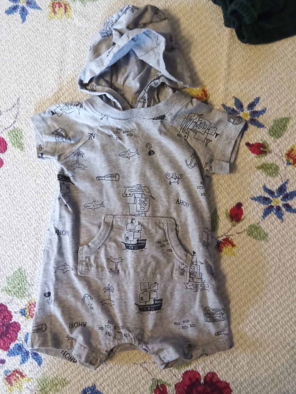 Carter's Gray Hooded Baby cotton with Navy Print